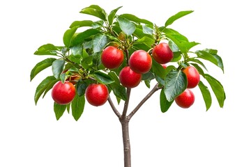 Obraz premium Fresh Red Apples Growing on Organic Fruit Tree with Green Leaves