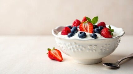 Creamy Yogurt Bowl with Fresh Berries A Delightful Breakfast or Snack