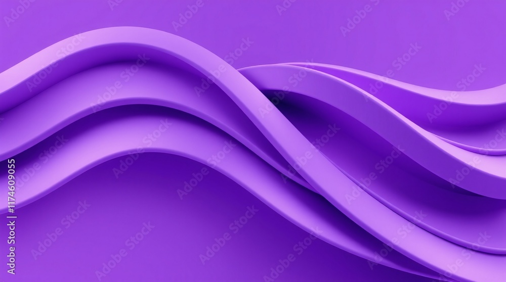 Poster vivid abstract rendering of smooth purple waves creating a harmonious and modern background design.