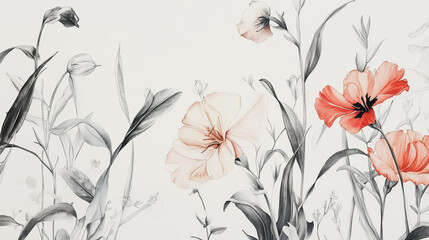 Elegant wedding invitation card background vector. Minimal hand painted watercolor botanical flowers texture template background. Design for wedding, vip cover, poster, rsvp moderncard.Valentine's Day