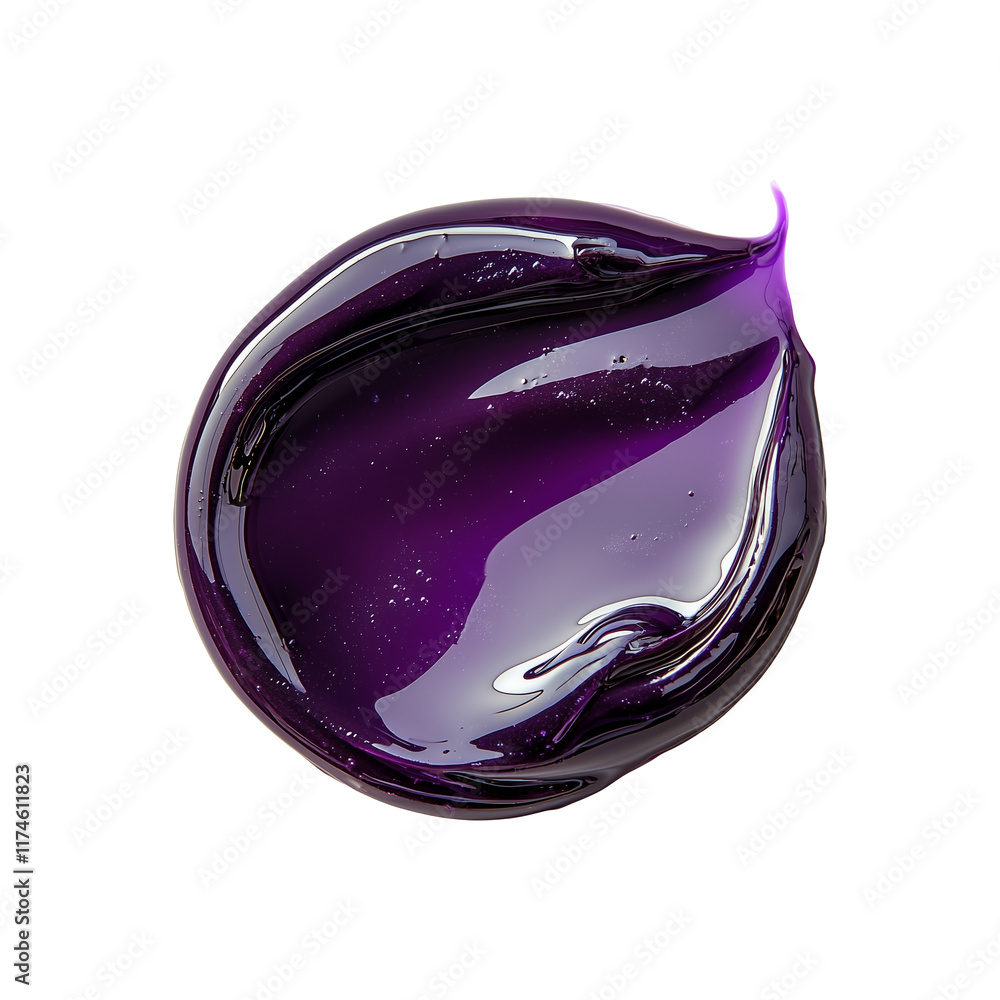 Poster deep purple gel with glossy texture, isolated on transparency background, showcasing its smooth and 