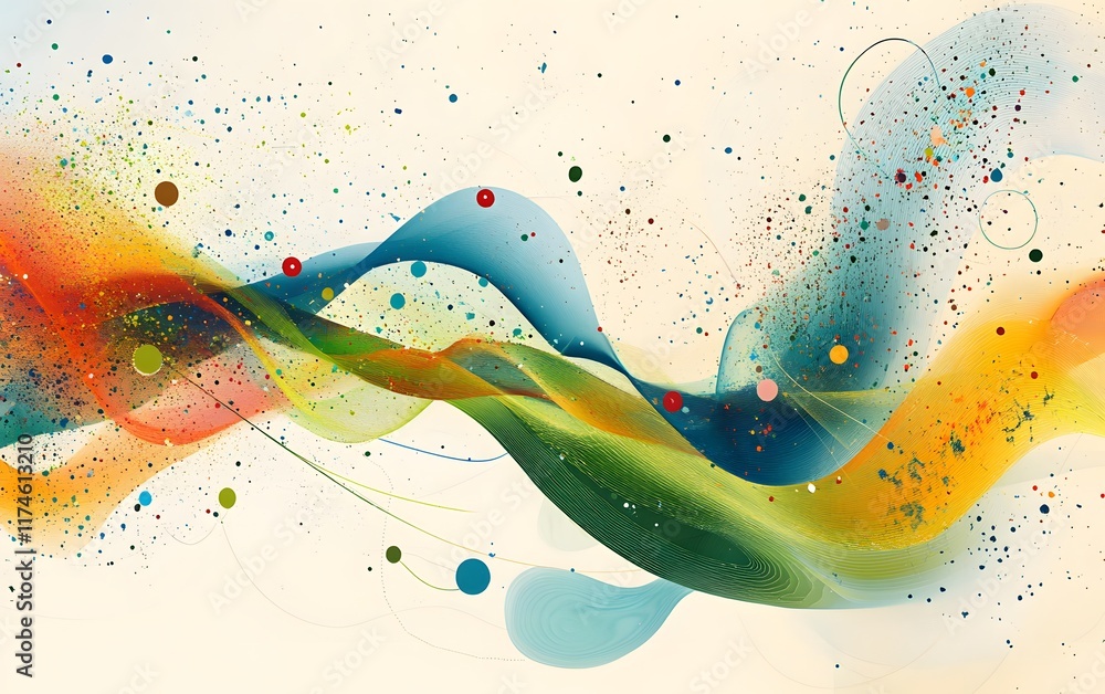 Poster vibrant abstract waves blend colors and shapes, creating a dynamic composition. perfect for backgrou