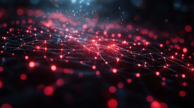 Abstract red network connection background.