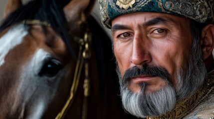Timurid Uzbek Cavalry Unit: Masterful Horsemen Skills Close-Up Portrait