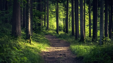 Obraz premium Forest Path: A Serene Journey Through Nature