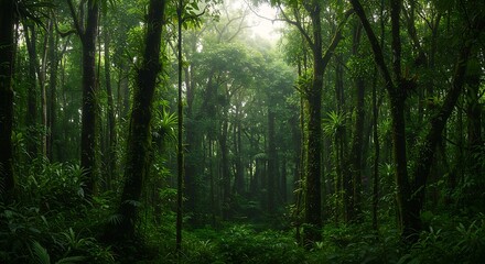 Fototapeta premium Deep tropical jungles of Southeast Asia in august ,Tropical rain forest 