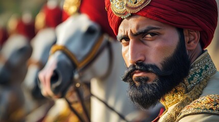 Heritage of Pakistan: Close-Up Portrait of Guides Cavalry Soldier Reflecting Mughal and Sikh Traditions