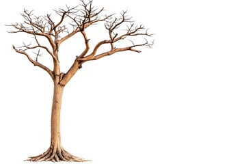 Obraz premium Bare Tree with Twisted Branches Isolated on White Background