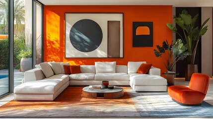 Trendy Modern Living Room Interior Design - Generative AI