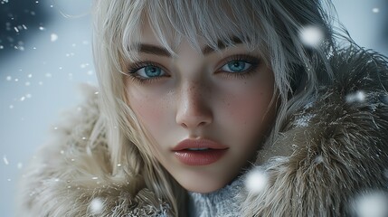 Fashion Blonde Winter Girl
