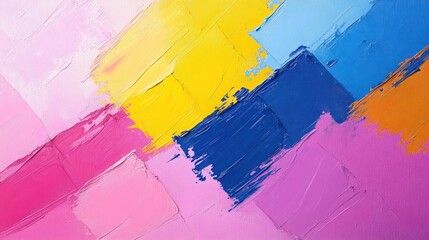 Colorful Abstract Peace: Textured Oil Painting with Brush Strokes on Canvas Background