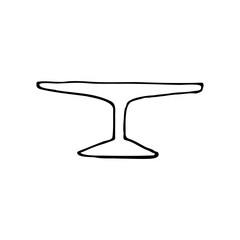 minimalistic empty cake stand in profile - line art doodle style