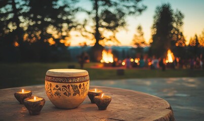 Community ceremony celebrated at dusk outdoor event