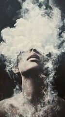 Fototapeta premium Surreal Woman in Clouds: A Dreamlike Abstract Painting