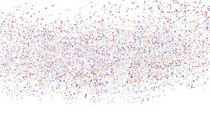 Festive stars dust explosion confetti colorful falling on transparent background used for anniversary, wedding, birthday, new year celebration