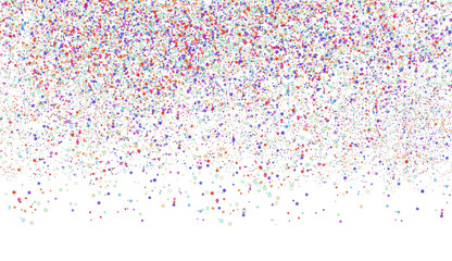 Festive stars dust explosion confetti colorful falling on transparent background used for anniversary, wedding, birthday, new year celebration