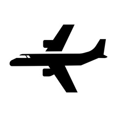 silhouette of airplane, plane vector icon in transparent background