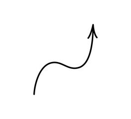 Hand drawn arrows set. Line doodle black arrows. Funny design infographic elements. Zig zag pointer. Vector illustrations isolated on white background.