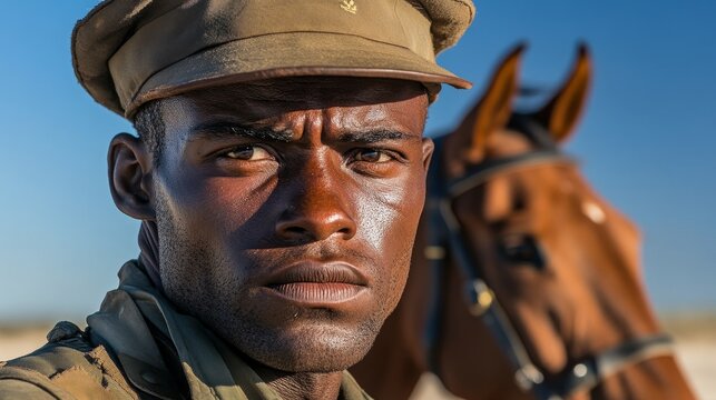 Intimate Portrait of a Namibian Cavalry Member from Local Tribes to German Colonial Forces