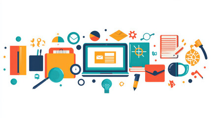 Digital education technology tools concept idea on laptop