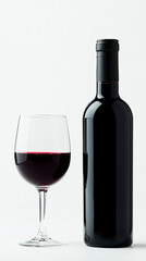Bottle of grape juice with a glass beside it