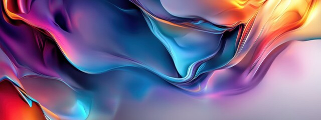 Obraz premium Abstract cosmic landscape, flowing colorful waves, vibrant purple and orange hues, starry night sky, surreal celestial scene, fluid motion, ethereal atmosphere, cosmic energy, dreamlike space, digital