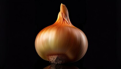 Onion on black background