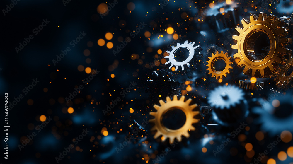 Poster abstract gears in motion: a captivating abstract image of intricate gears in motion, symbolizing com