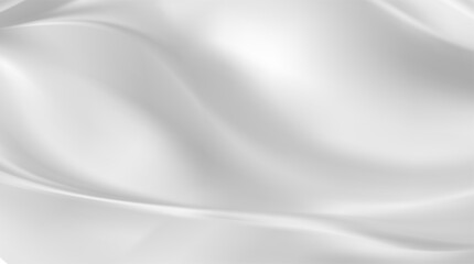 Abstract white gradient background. Minimalistic subtle wavy silver silk texture. 3D vector illustration.