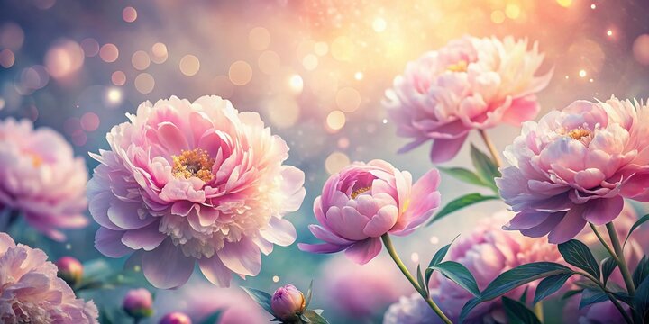 Dreamlike Pale Pink Peony Floral Background - Surreal Photography