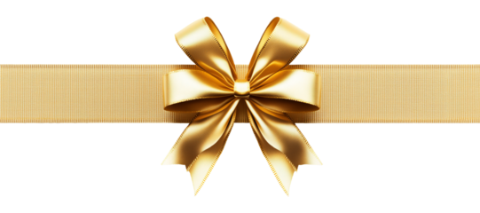 Realistic decorative ribbon bow isolated on transparent background.