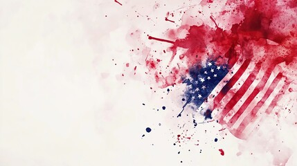 Watercolor Splash of American Flag on White Background for 4th of July Independence Day 