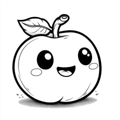 Kawaii Apple Cute Cartoon Apple Illustration for Coloring Pages and Designs