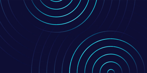 Abstract blue glowing geometric lines on dark blue background. Modern shiny blue circle lines pattern. Futuristic technology concept. Suit for cover, poster, banner, brochure, header, website. eps 10
