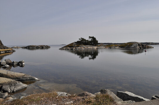 Calm coastal scene with small islands in the archipelago