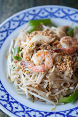 A fresh shrimp dish sits on a table at a Thai restaurant.
