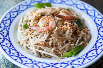 A fresh shrimp dish sits on a table at a Thai restaurant.