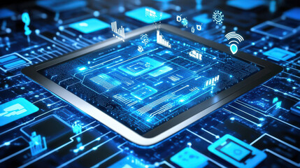 Electronic chip with circuit board looks bright