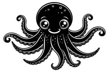 cute octopus cartoon isolated on a white background
