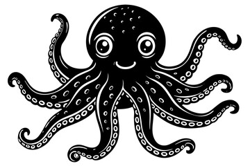 cute octopus cartoon isolated on a white background