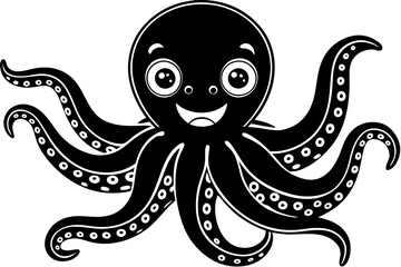 cute octopus cartoon isolated on a white background