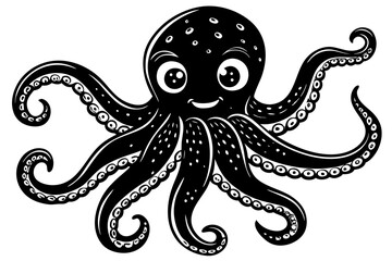 cute octopus cartoon isolated on a white background