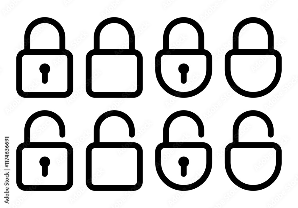 Poster lock icons set isolated on white background