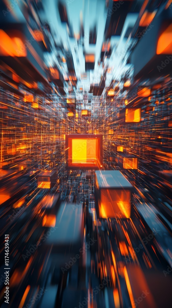 Poster abstract digital space: a mesmerizing abstract visualization of digital space, featuring a vibrant a