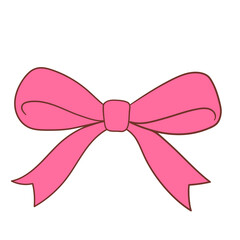 Pink coquette ribbon bow hand drawn doodle
