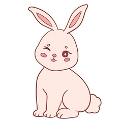 Cute pastel Easter bunny cartoon character doodle illustration
