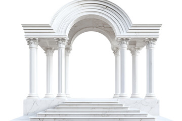 Fototapeta premium Elegant white gothic archway for architectural design on a transparent background