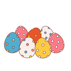 Obraz premium Easter eggs painted polka dot easter holiday cartoon doodle illustration 