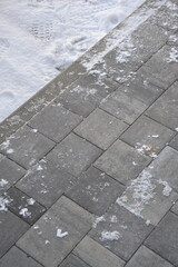 block paving bricks covered in snow
