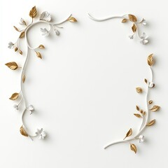 A white frame with gold leaves and flowers